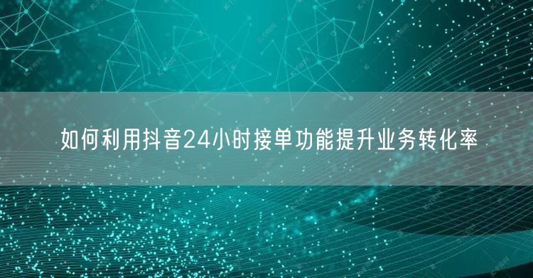 如何利用抖音24小时接单功能提升业务转化率