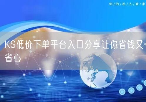 KS低价下单平台入口分享让你省钱又省心