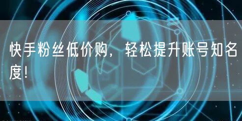 快手粉丝低价购，轻松提升账号知名度！
