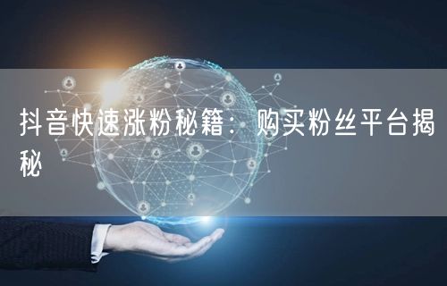 抖音快速涨粉秘籍：购买粉丝平台揭秘