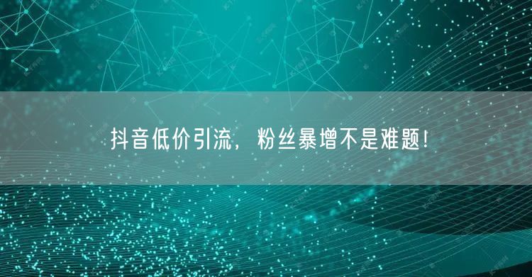 抖音低价引流，粉丝暴增不是难题！